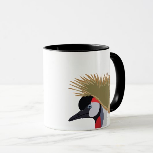 黒冠の鶴の鳥の野生動物 マグカップ (正面右)