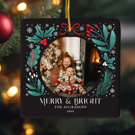 黒冬の植物学クリスマスフォト セラミックオーナメント