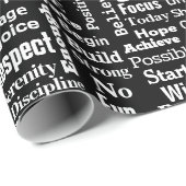 黒前向きのワードクラウド ラッピングペーパー (ロールコーナー)