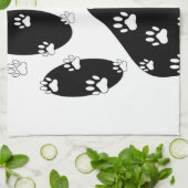 黒前紙上の白い手 キッチンタオル (折り畳み)