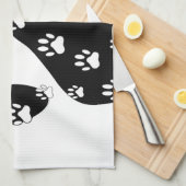 黒前紙上の白い手 キッチンタオル (四つ折り)