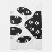 黒前紙上の白い手 キッチンタオル (縦)