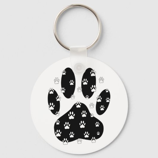 黒前紙上の白い手 キーホルダー (正面)