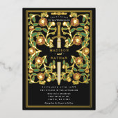 黒剣王室のフローラ中世ファンタジー結婚ズ 箔招待状 (正面)