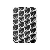 黒動揺してと白の緑の木の葉 バスマット (正面縦)