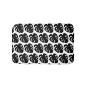 黒動揺してと白の緑の木の葉 バスマット (正面)