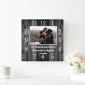 黒動揺して木5周年の写真 スクエア壁時計 (ホーム)