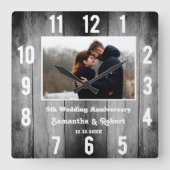 黒動揺して木5周年の写真 スクエア壁時計 (正面)