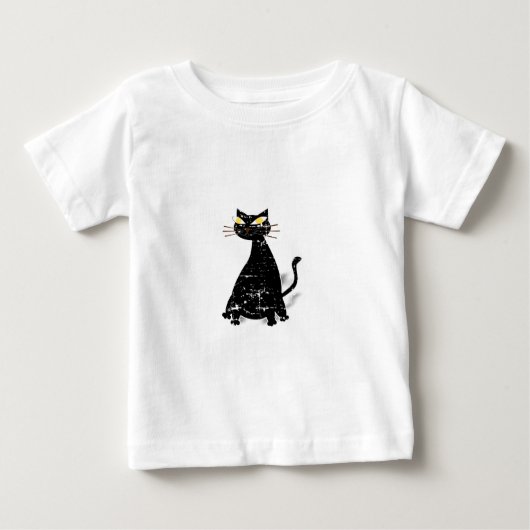 黒動揺して毛猫 ベビーTシャツ (正面)