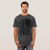 黒動揺して白アメリカ国旗カッコいい Tシャツ (正面フル)