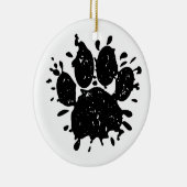 黒動揺して絵を描(ばちゃばちゃ)跳ねるドッグポープリント セラミックオーナメント (右)