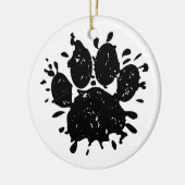 黒動揺して絵を描(ばちゃばちゃ)跳ねるドッグポープリント セラミックオーナメント (左)