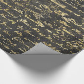 黒動揺して背景の古い金ゴールド手書き ラッピングペーパー (角)