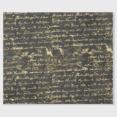 黒動揺して背景の古い金ゴールド手書き ラッピングペーパー (フラット)