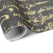 黒動揺して背景の古い金ゴールド手書き ラッピングペーパー (ロールコーナー)
