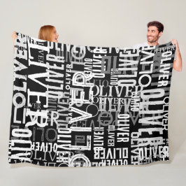 黒動揺して色で複モダン製された名前(&W) フリースブランケット