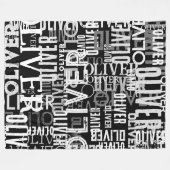 黒動揺して色で複モダン製された名前(&W) フリースブランケット (正面(横))