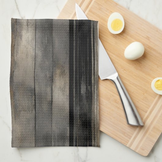 黒動揺して金ゴールドグレーストライプ キッチンタオル (四つ折り)