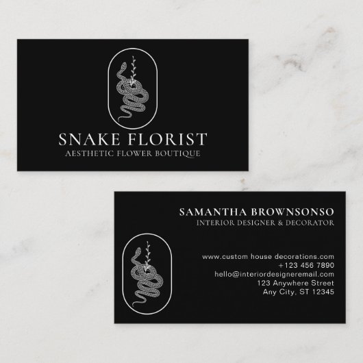 黒動物の花蛇 名刺 (正面/裏面)