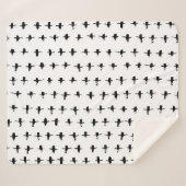 黒十字手書き幾何学模様 シェルパブランケット (正面(横))