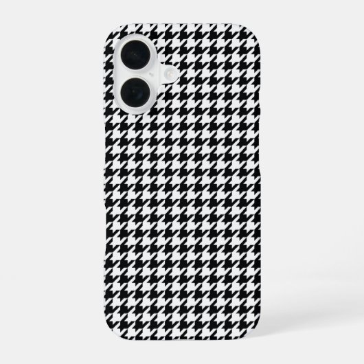 黒千鳥格子の iPhone 16ケース (裏面)