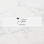 黒卒業エレガントキャップ台本高校 ペットボトルラベル (シングルラベル)