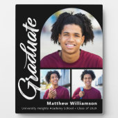 黒卒業3フォトアーはっきりしたチホワイトスクリプト フォトプラーク (正面)