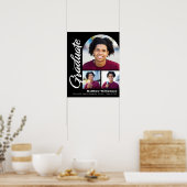 黒卒業3フォトアーはっきりしたチホワイトスクリプト ポスター (キッチン)