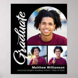 黒卒業3フォトアーはっきりしたチホワイトスクリプト ポスター