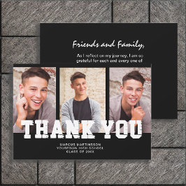 黒卒業3写真ありがとう サンキューカード