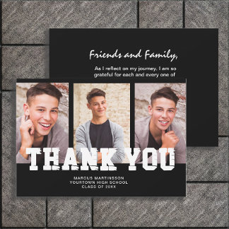 黒卒業3写真ありがとう サンキューカード