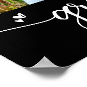 黒卒業4フォトホワイトスクリプトハート ガーリー ポスター (角)