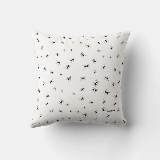 黒単色アリ模様カスタム枕 クッション (裏面)