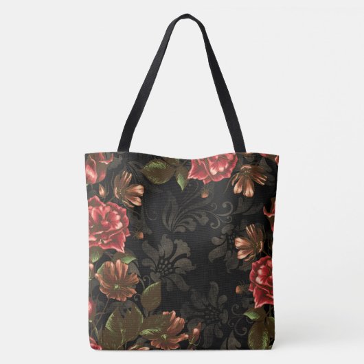 黒印エレガント刻ヴィンテージフローラ トートバッグ (裏面)