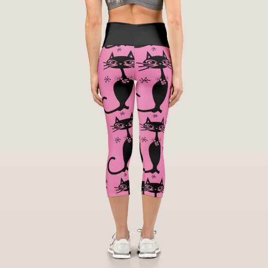 黒原猫キャプリピンクヨガレギンス カプリレギンス (裏面)