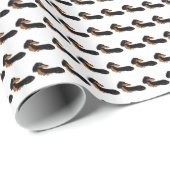 黒及びタンの長い毛のダックスフント ラッピングペーパー (ロールコーナー)