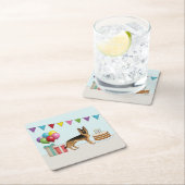 黒及びタンドイツシェパードカラフル誕生日 スクエアペーパーコースター (インサイチュ)