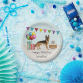 黒及びタンドイツシェパードカラフル誕生日 ペーパープレート (パーティー)