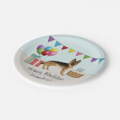 黒及びタンドイツシェパードカラフル誕生日 ペーパープレート (アングル)