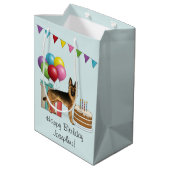 黒及びタンドイツシェパードカラフル誕生日 ミディアムペーパーバッグ (裏面アングル)