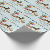 黒及びタンドイツシェパードカラフル誕生日 ラッピングペーパー (角)