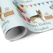 黒及びタンドイツシェパードカラフル誕生日 ラッピングペーパー (ロールコーナー)