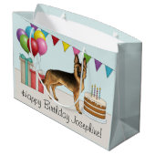 黒及びタンドイツシェパードカラフル誕生日 ラージペーパーバッグ (裏面アングル)