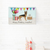 黒及びタンドイツシェパードカラフル誕生日 横断幕 (インサイチュ)