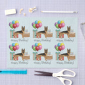 黒及びタンドイツシェパードカラフル誕生日 薄葉紙 (クラフト)