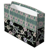 黒及びティール（緑がかった色）花抱き枕 ラージペーパーバッグ (裏面アングル)