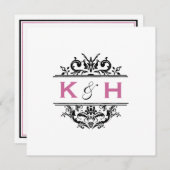 黒及びブドウの正方形の頂上の招待 招待状 (正面/裏面)