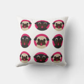 黒及び子鹿のパグの頭部の枕 クッション (裏面)