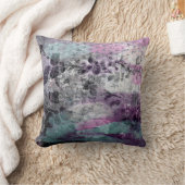 黒及び水の花のMonoprintの紫色の枕 クッション (ブランケット)
