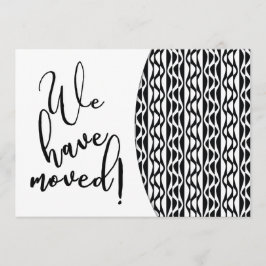 黒及び白のレトロの波パターン"引っ越しました" 案内状